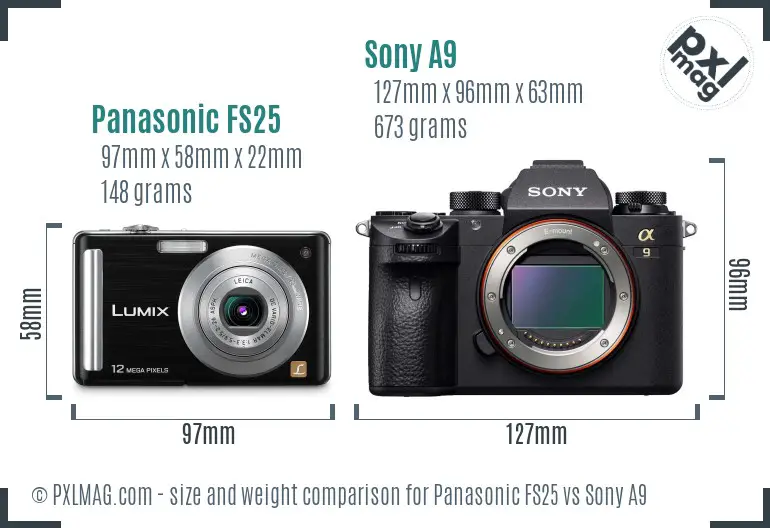 Panasonic FS25 vs Sony A9 size comparison