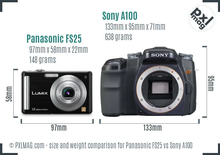 Panasonic FS25 vs Sony A100 size comparison