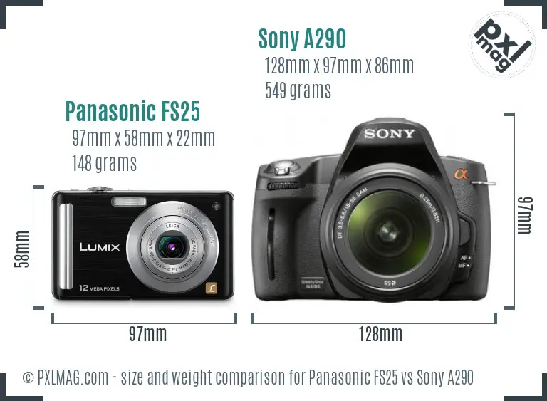 Panasonic FS25 vs Sony A290 size comparison