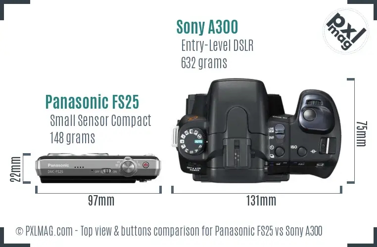Panasonic FS25 vs Sony A300 top view buttons comparison