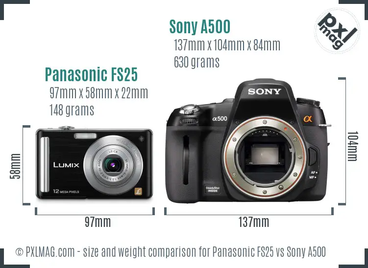 Panasonic FS25 vs Sony A500 size comparison