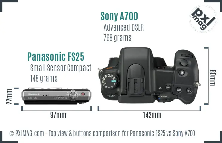 Panasonic FS25 vs Sony A700 top view buttons comparison