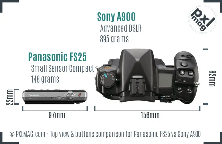Panasonic FS25 vs Sony A900 top view buttons comparison