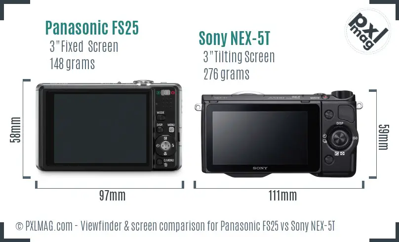 Panasonic FS25 vs Sony NEX-5T Screen and Viewfinder comparison