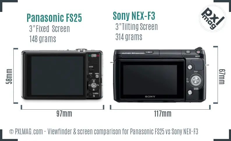 Panasonic FS25 vs Sony NEX-F3 Screen and Viewfinder comparison