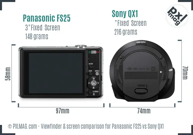 Panasonic FS25 vs Sony QX1 Screen and Viewfinder comparison
