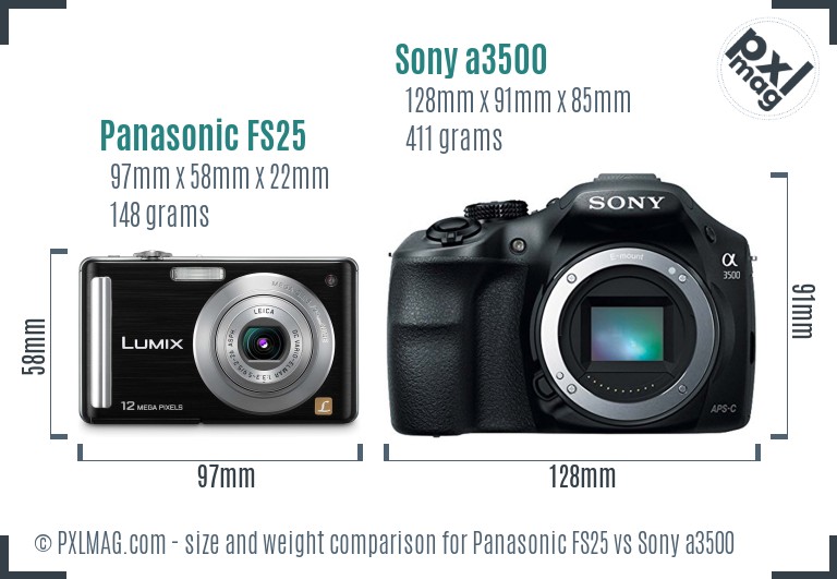 Panasonic FS25 vs Sony a3500 size comparison Panasonic FS25 vs Sony a3500 size comparison