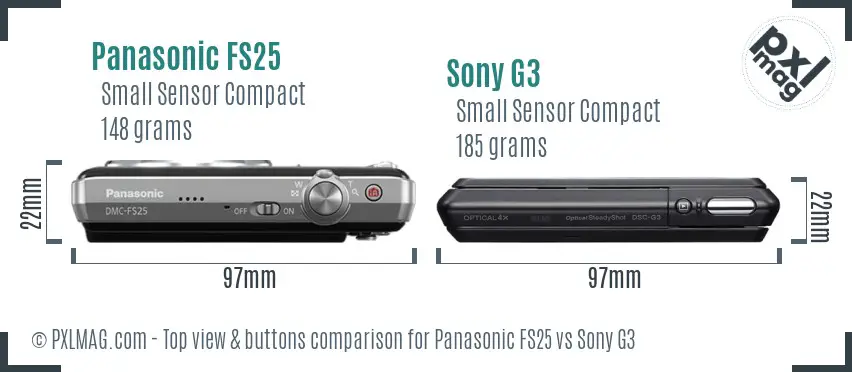 Panasonic FS25 vs Sony G3 top view buttons comparison