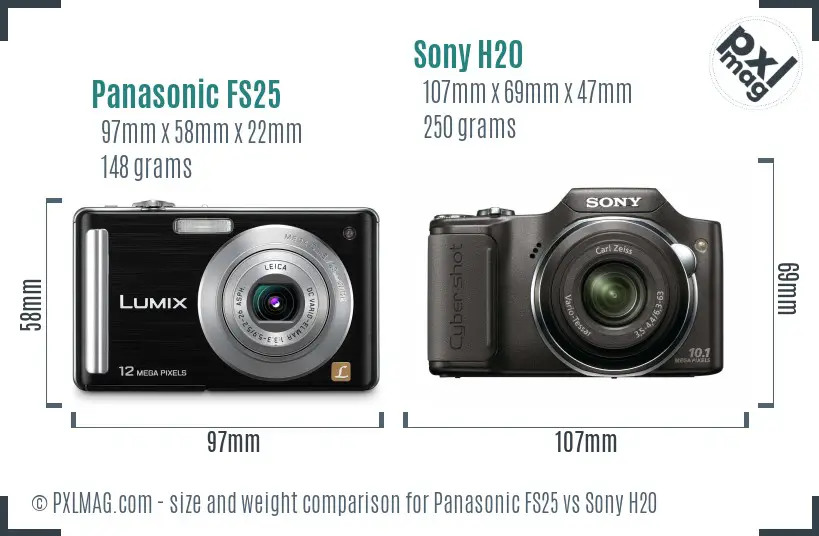 Panasonic FS25 vs Sony H20 size comparison