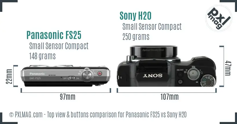 Panasonic FS25 vs Sony H20 top view buttons comparison