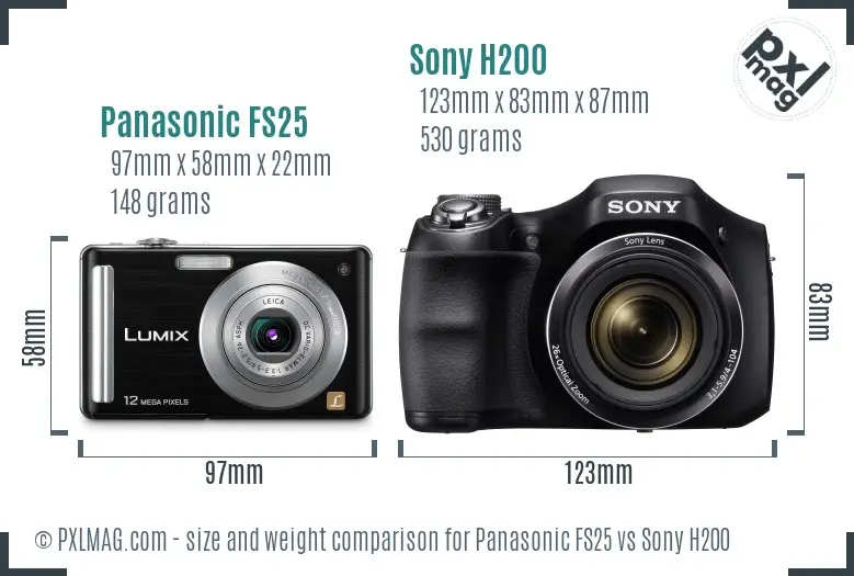 Panasonic FS25 vs Sony H200 size comparison