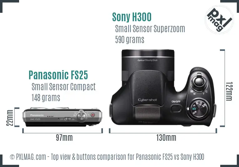 Panasonic FS25 vs Sony H300 top view buttons comparison
