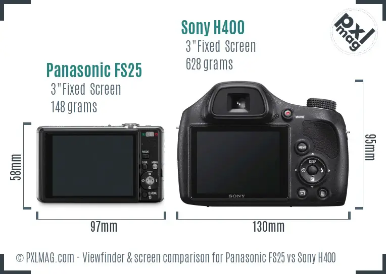 Panasonic FS25 vs Sony H400 Screen and Viewfinder comparison