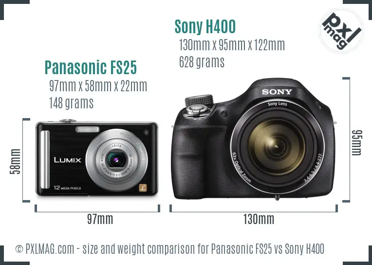 Panasonic FS25 vs Sony H400 size comparison