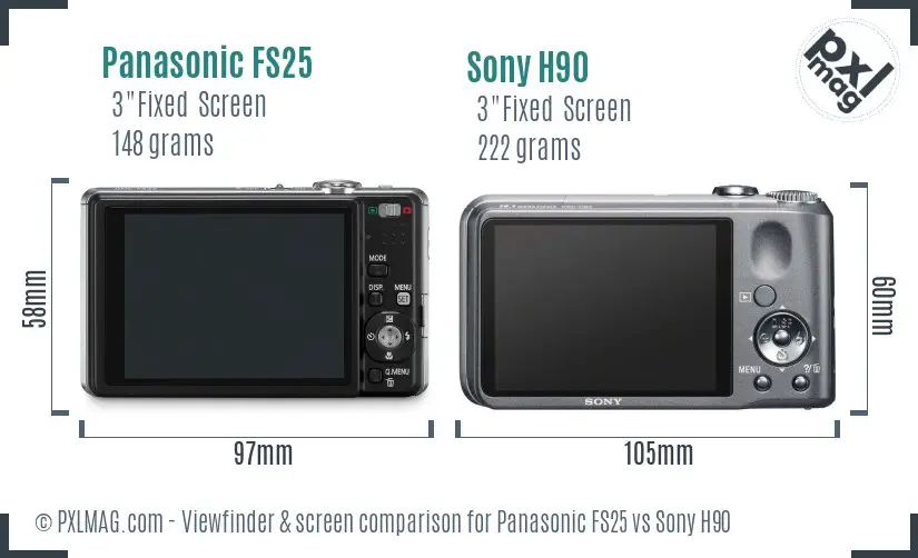 Panasonic FS25 vs Sony H90 Screen and Viewfinder comparison