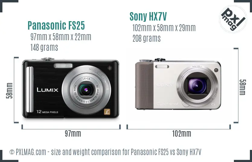 Panasonic FS25 vs Sony HX7V size comparison