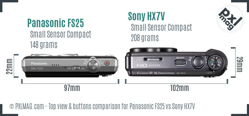 Panasonic FS25 vs Sony HX7V top view buttons comparison