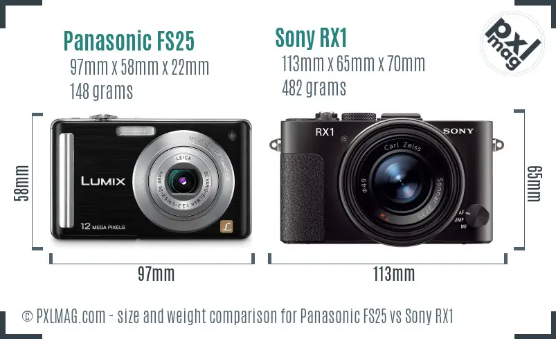 Panasonic FS25 vs Sony RX1 size comparison
