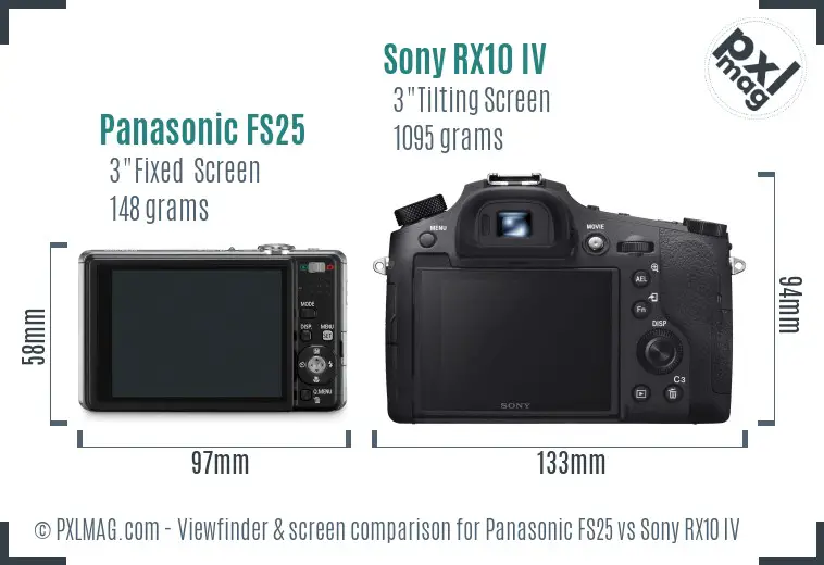 Panasonic FS25 vs Sony RX10 IV Screen and Viewfinder comparison