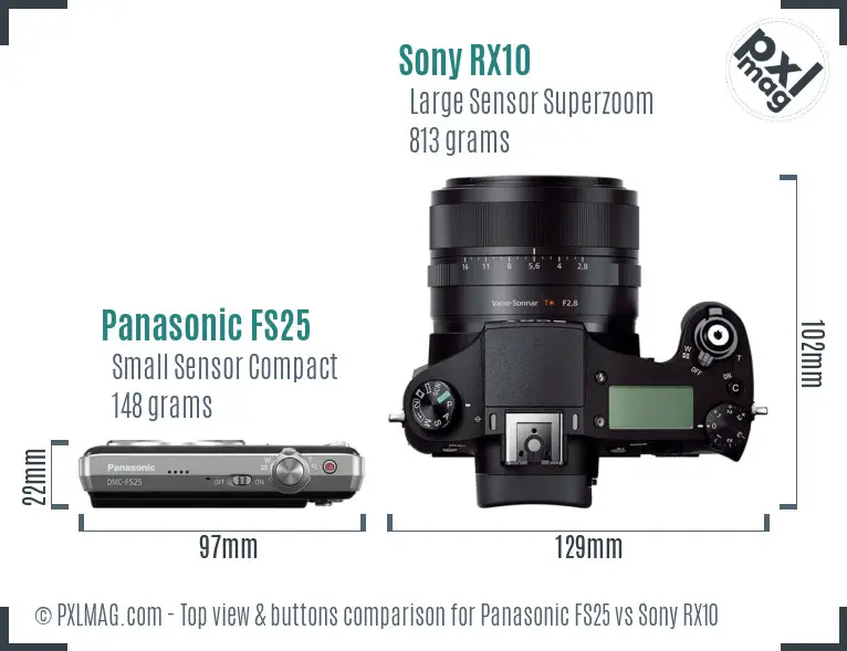Panasonic FS25 vs Sony RX10 top view buttons comparison