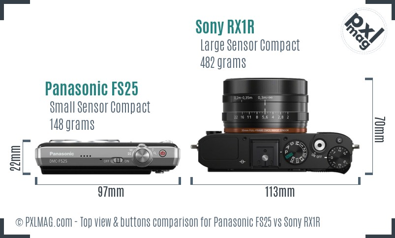 Panasonic FS25 vs Sony RX1R top view buttons comparison