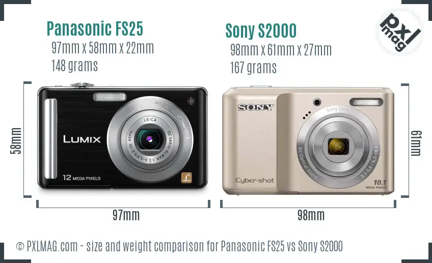 Panasonic FS25 vs Sony S2000 size comparison