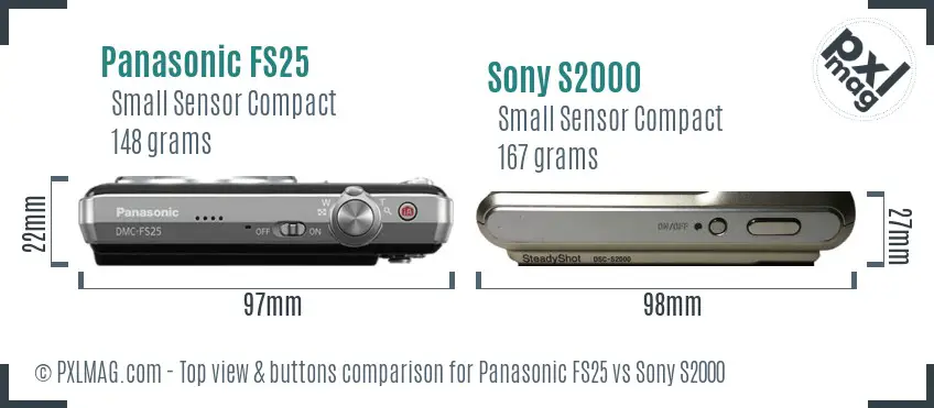 Panasonic FS25 vs Sony S2000 top view buttons comparison