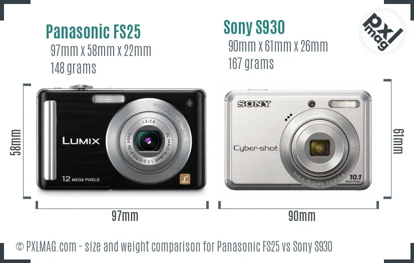 Panasonic FS25 vs Sony S930 size comparison