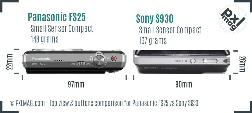 Panasonic FS25 vs Sony S930 top view buttons comparison