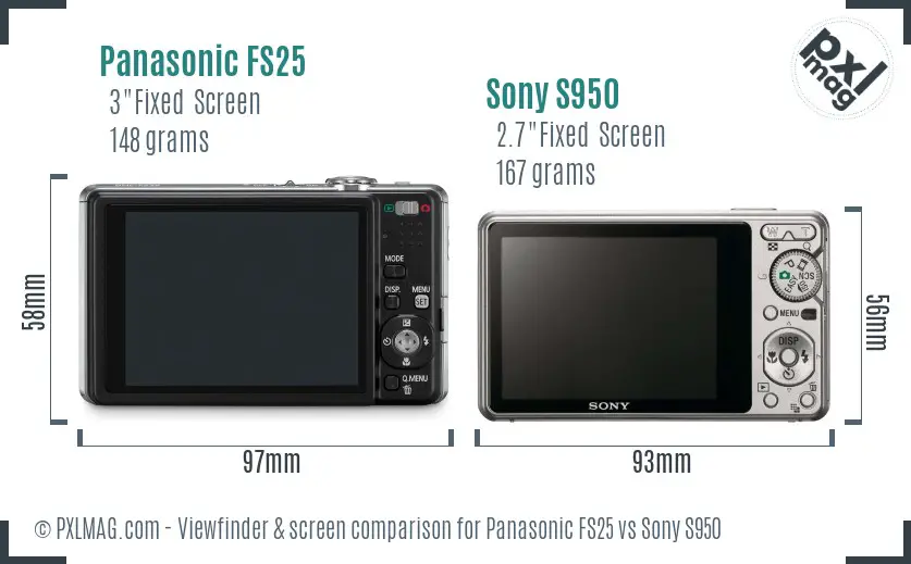 Panasonic FS25 vs Sony S950 Screen and Viewfinder comparison