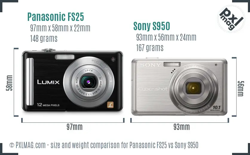 Panasonic FS25 vs Sony S950 size comparison