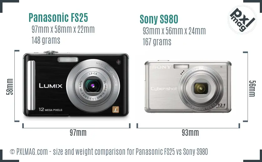 Panasonic FS25 vs Sony S980 size comparison