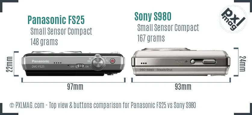 Panasonic FS25 vs Sony S980 top view buttons comparison