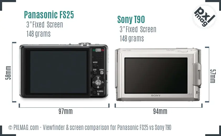 Panasonic FS25 vs Sony T90 Screen and Viewfinder comparison