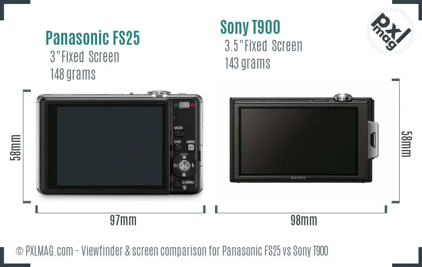 Panasonic FS25 vs Sony T900 Screen and Viewfinder comparison Panasonic FS25 vs Sony T900 Screen and Viewfinder comparison