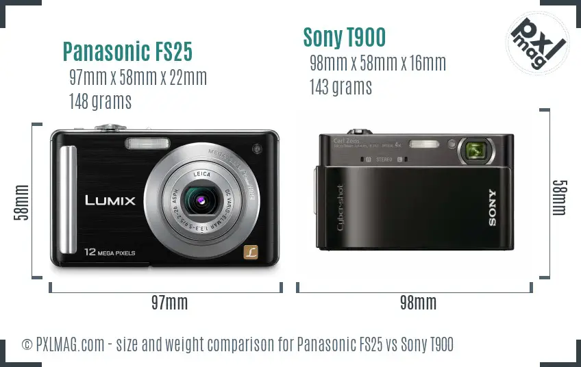 Panasonic FS25 vs Sony T900 size comparison Panasonic FS25 vs Sony T900 size comparison