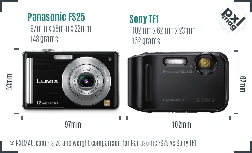 Panasonic FS25 vs Sony TF1 size comparison