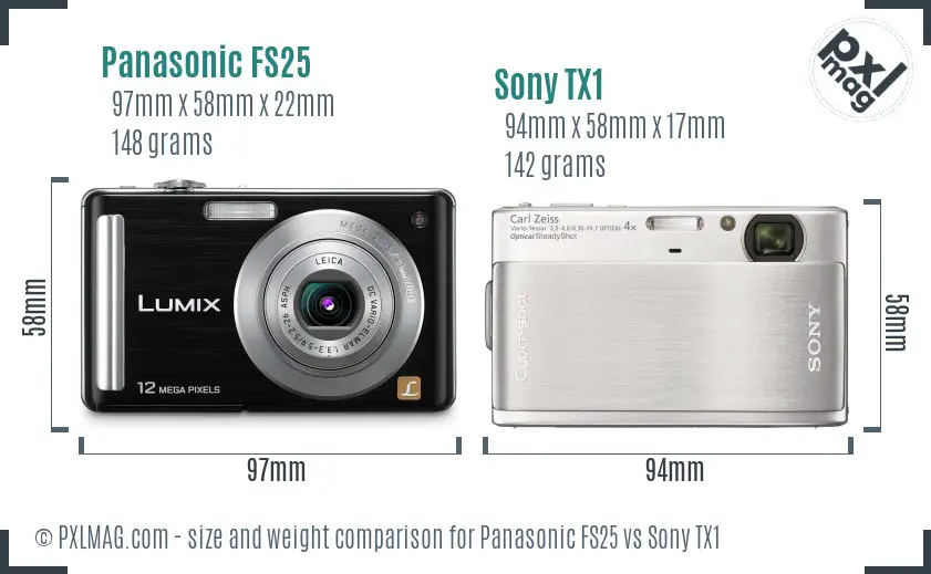 Panasonic FS25 vs Sony TX1 size comparison