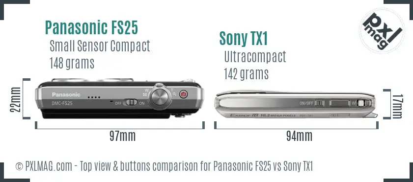 Panasonic FS25 vs Sony TX1 top view buttons comparison