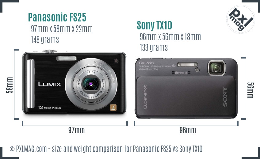 Panasonic FS25 vs Sony TX10 size comparison