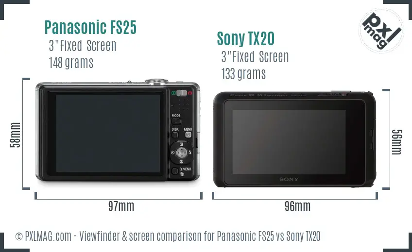 Panasonic FS25 vs Sony TX20 Screen and Viewfinder comparison Panasonic FS25 vs Sony TX20 Screen and Viewfinder comparison