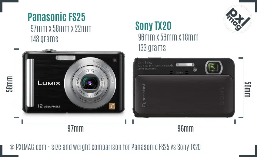 Panasonic FS25 vs Sony TX20 size comparison Panasonic FS25 vs Sony TX20 size comparison