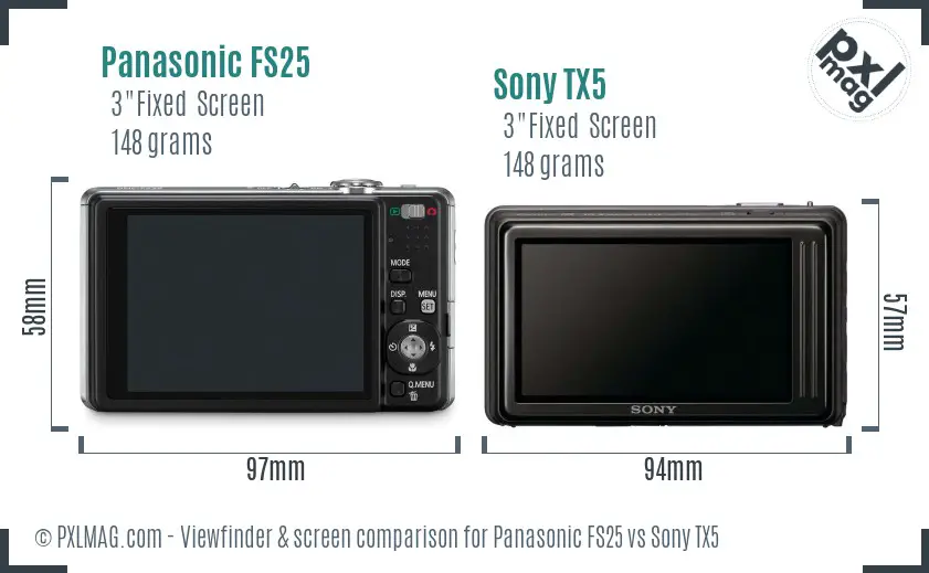 Panasonic FS25 vs Sony TX5 Screen and Viewfinder comparison