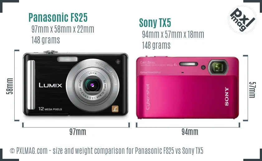 Panasonic FS25 vs Sony TX5 size comparison