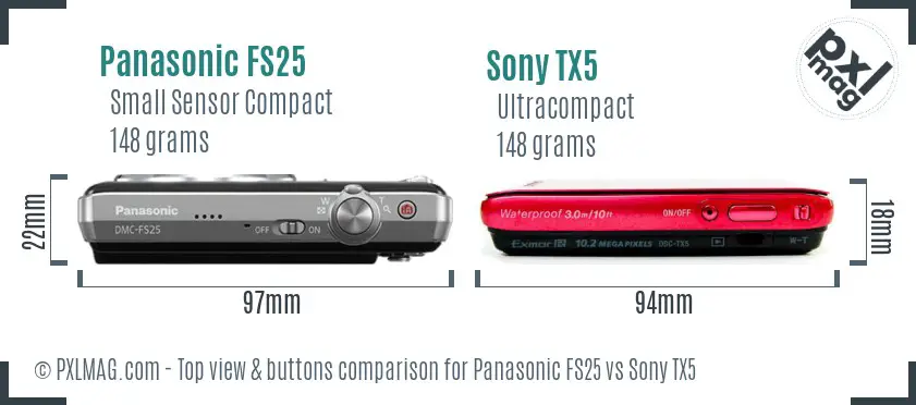 Panasonic FS25 vs Sony TX5 top view buttons comparison