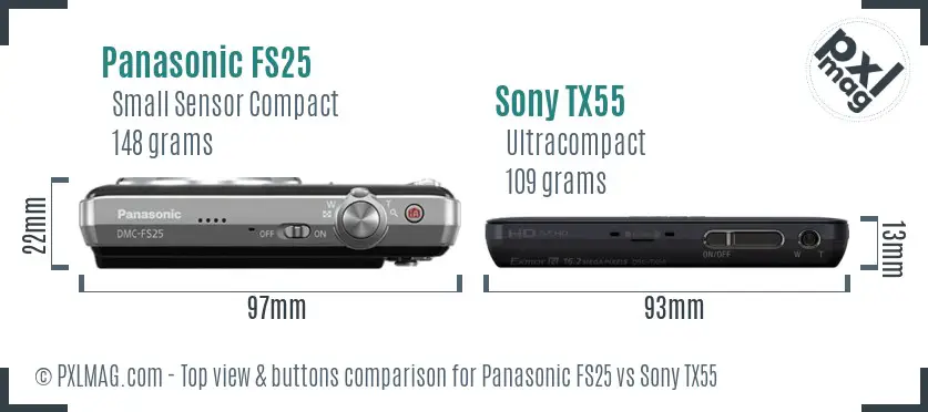 Panasonic FS25 vs Sony TX55 top view buttons comparison