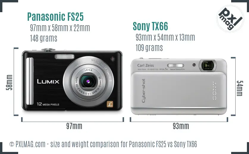 Panasonic FS25 vs Sony TX66 size comparison