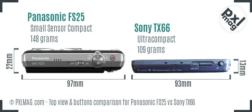 Panasonic FS25 vs Sony TX66 top view buttons comparison