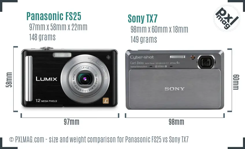 Panasonic FS25 vs Sony TX7 size comparison Panasonic FS25 vs Sony TX7 size comparison