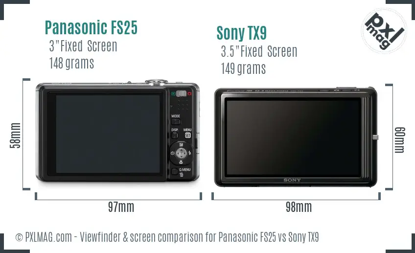 Panasonic FS25 vs Sony TX9 Screen and Viewfinder comparison Panasonic FS25 vs Sony TX9 Screen and Viewfinder comparison
